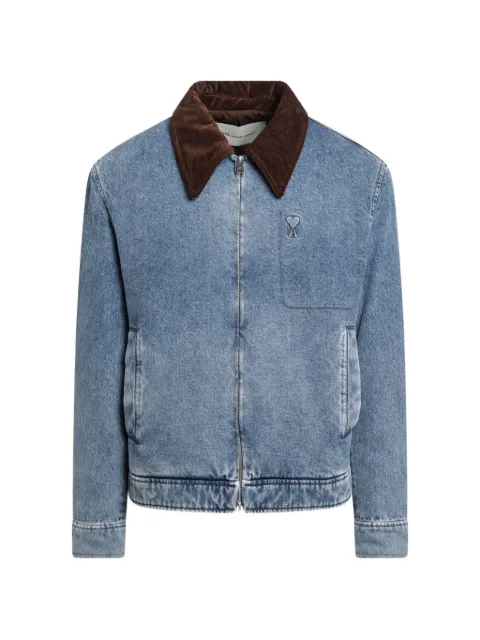 AMI Paris velvet-collar denim jacket