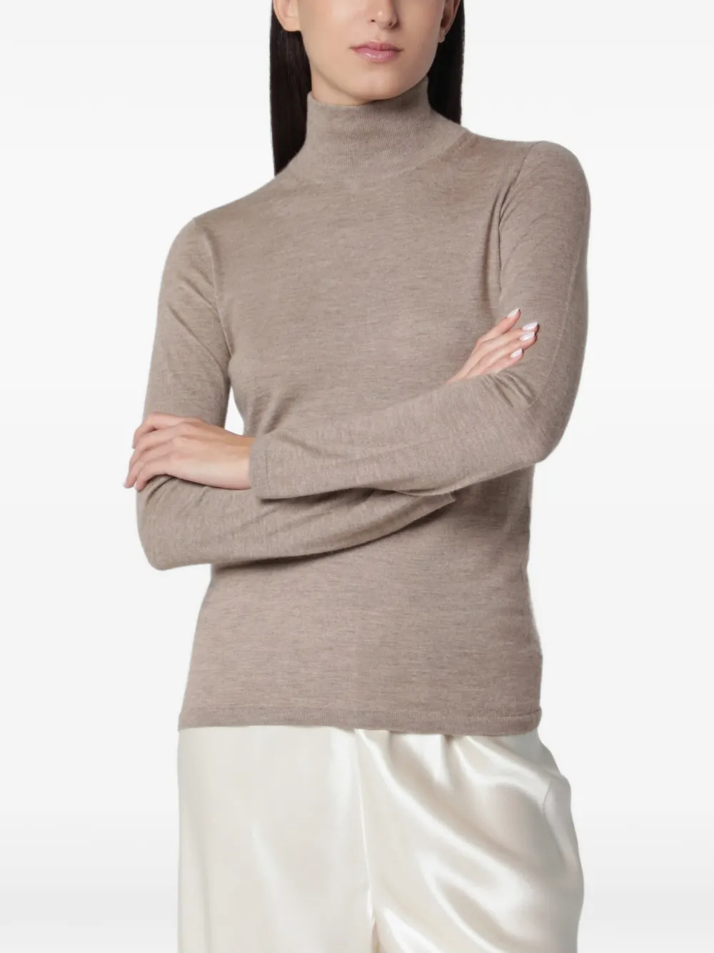 Max Mara cashmere yarn polo-neck sweater - sand - Nude