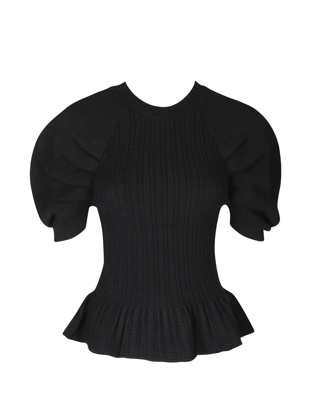 Blumarine cable-knit peplum sweater Zwart