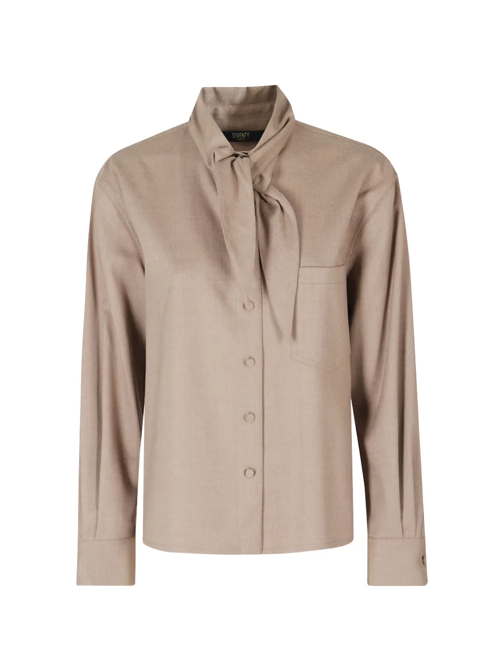 Seventy pussy-bow chest-pocket shirt - Marrone