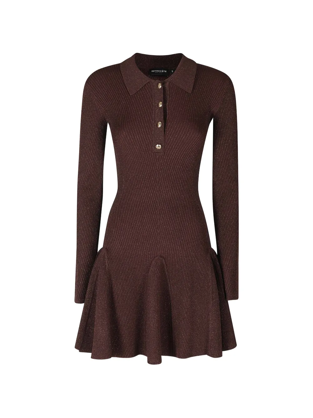 Retrofete ribbed metallic-effect mini dress Bruin