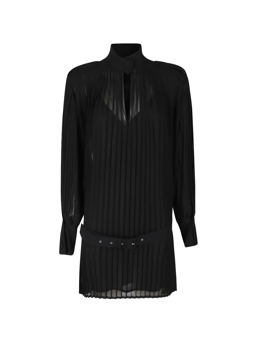 Semicouture pleated belted mini dress Zwart