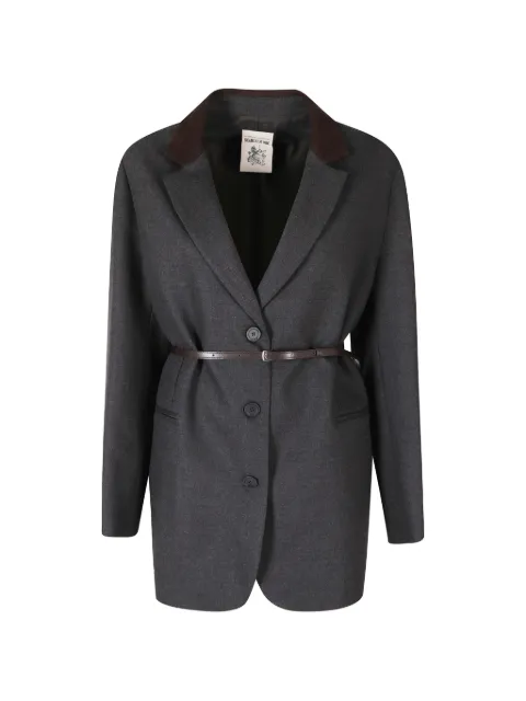 Semicouture belted contrast-collar blazer