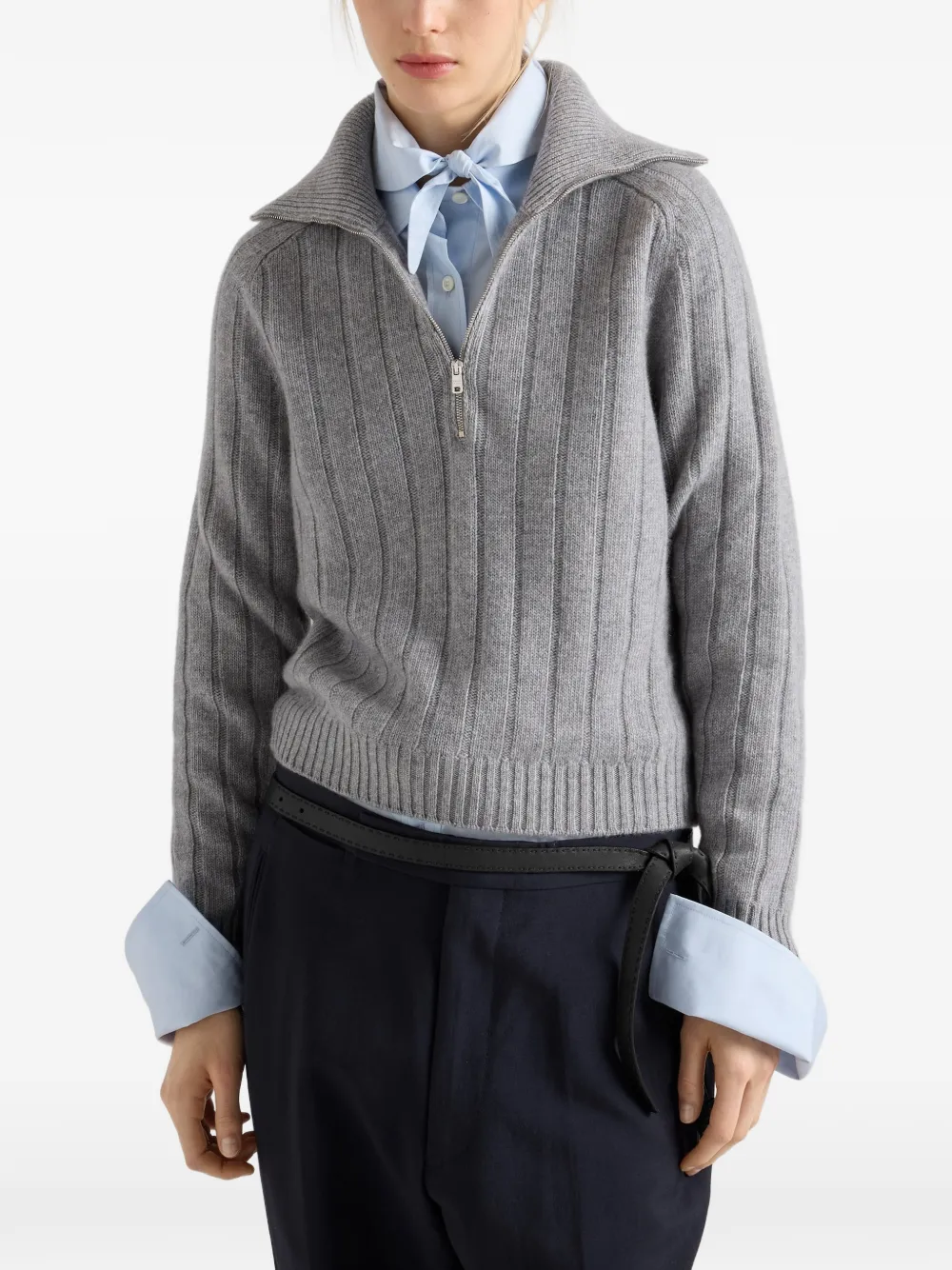 Prada re-cashmere polo sweater Grijs