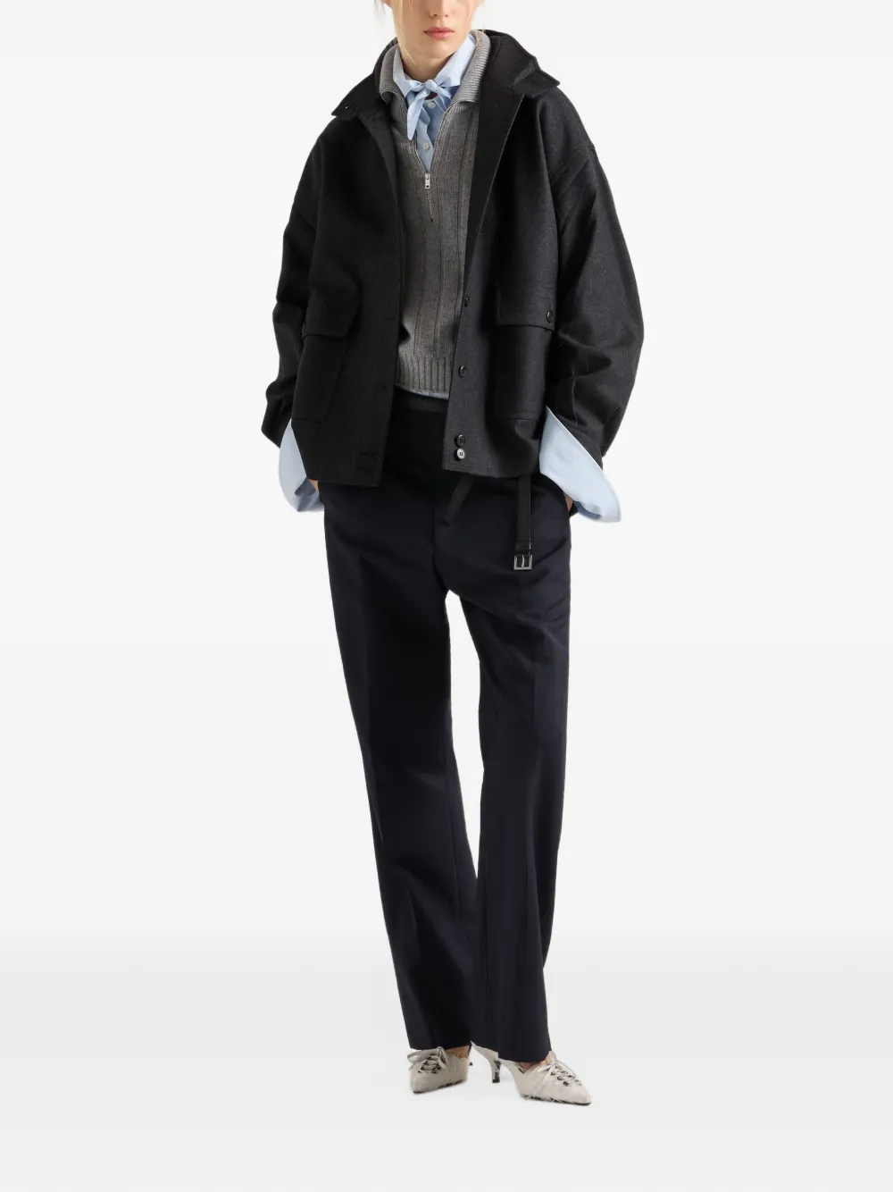 Prada re-cashmere polo sweater Grijs