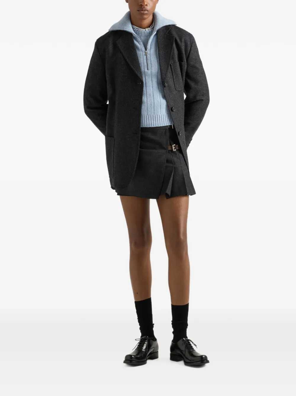 Prada re-cashmere polo sweater Blauw