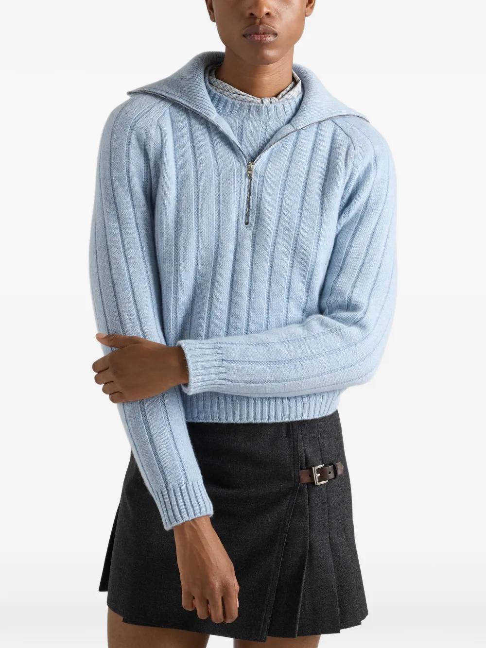 Prada re-cashmere polo sweater Blauw