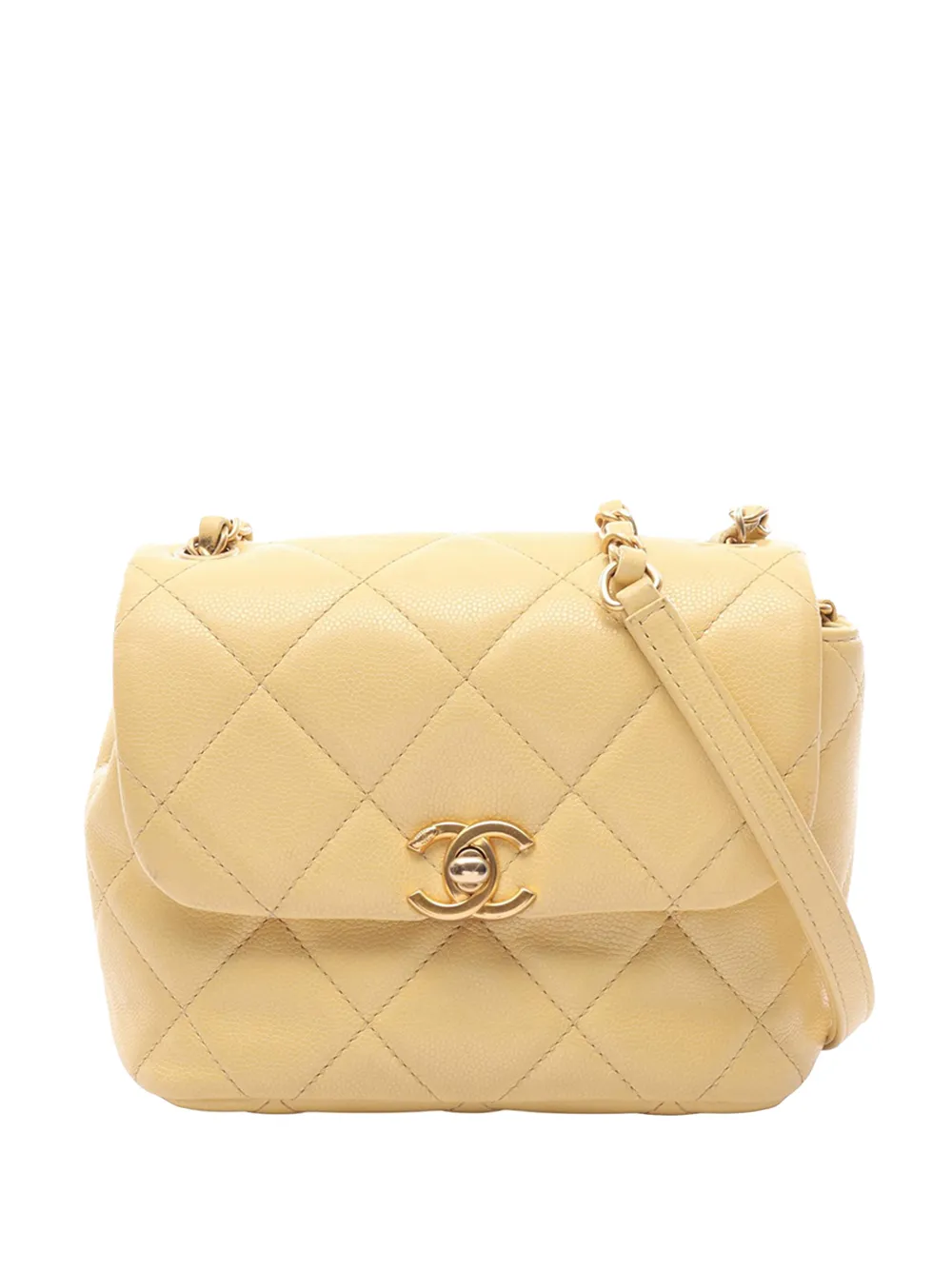 CHANEL Pre-Owned 2021-2026 Mini CC Quilted Caviar Flap shoulder bag - Gelb