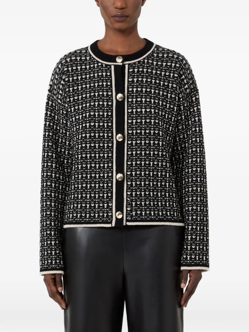 'S Max Mara boxy jacquard-knit cardigan Zwart