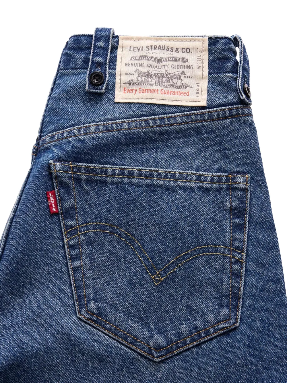 sacai x Levi's belted wide-leg jeans Blauw