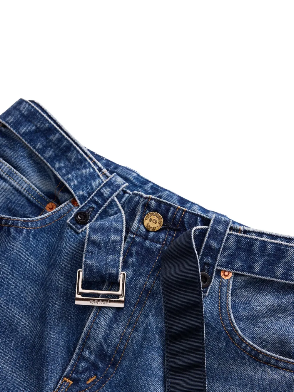 sacai x Levi's belted wide-leg jeans Blauw