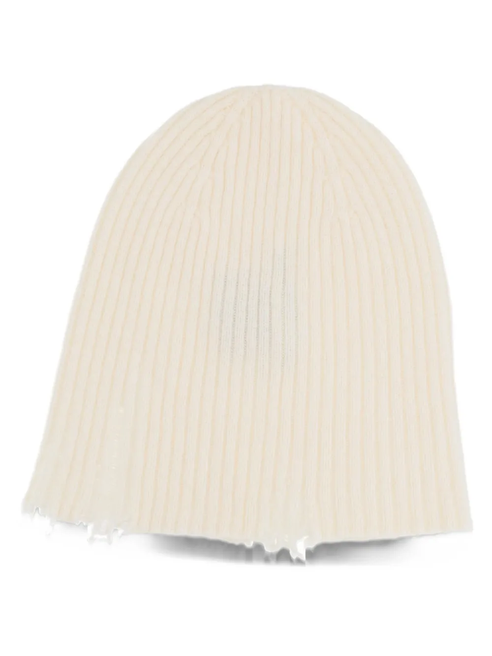 Uma Wang Ribgebreide muts met slijtage-effect Beige