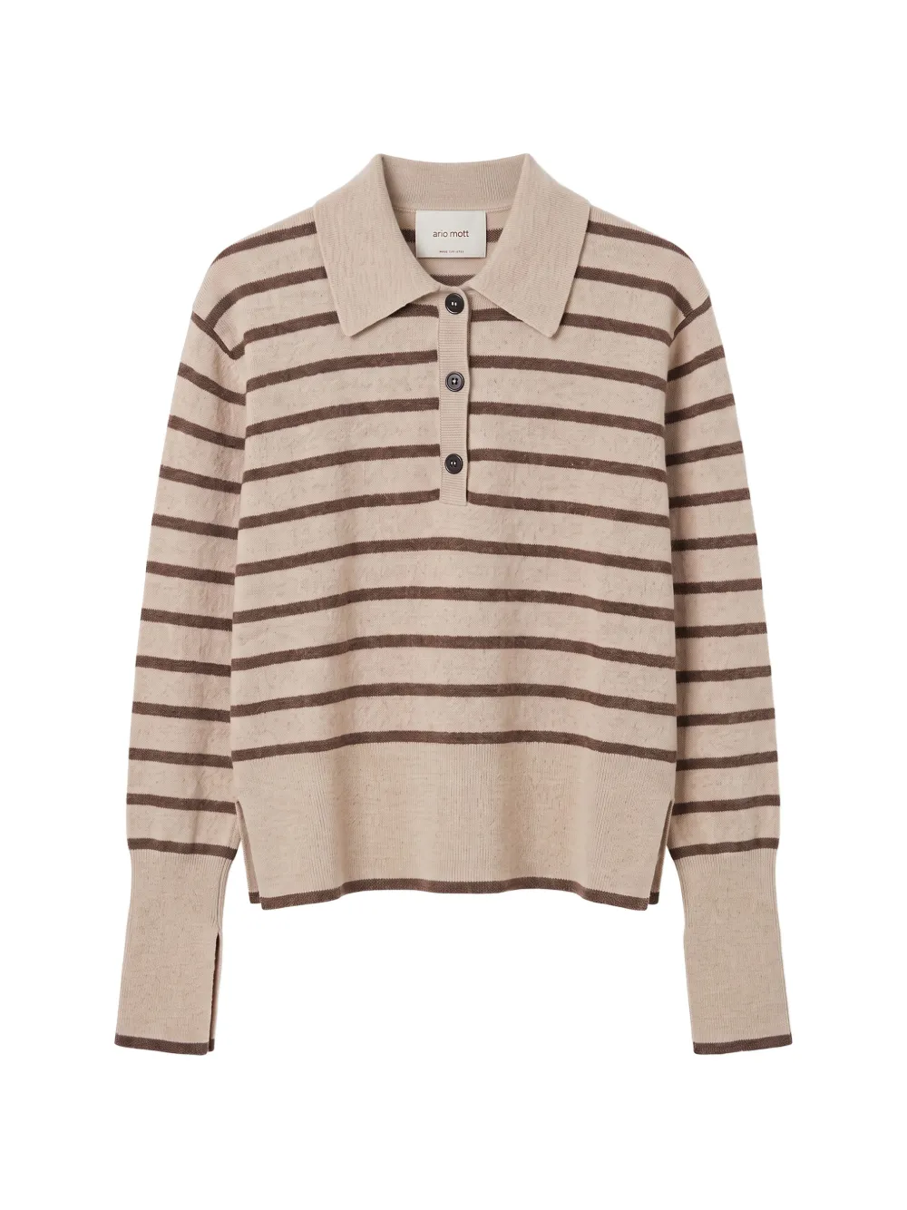 Arlo Mott Broome striped knitted polo shirt - Nude