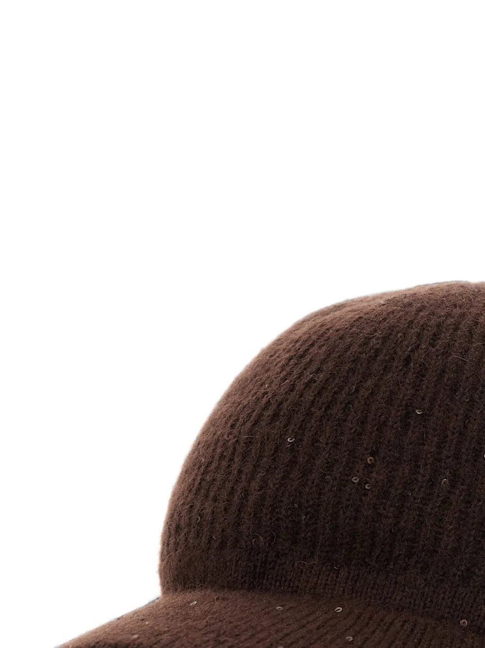 Brunello Cucinelli sequin-embellished ribbed-knit cap Bruin