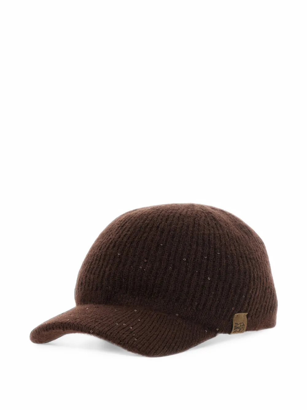 Brunello Cucinelli sequin-embellished ribbed-knit cap Bruin