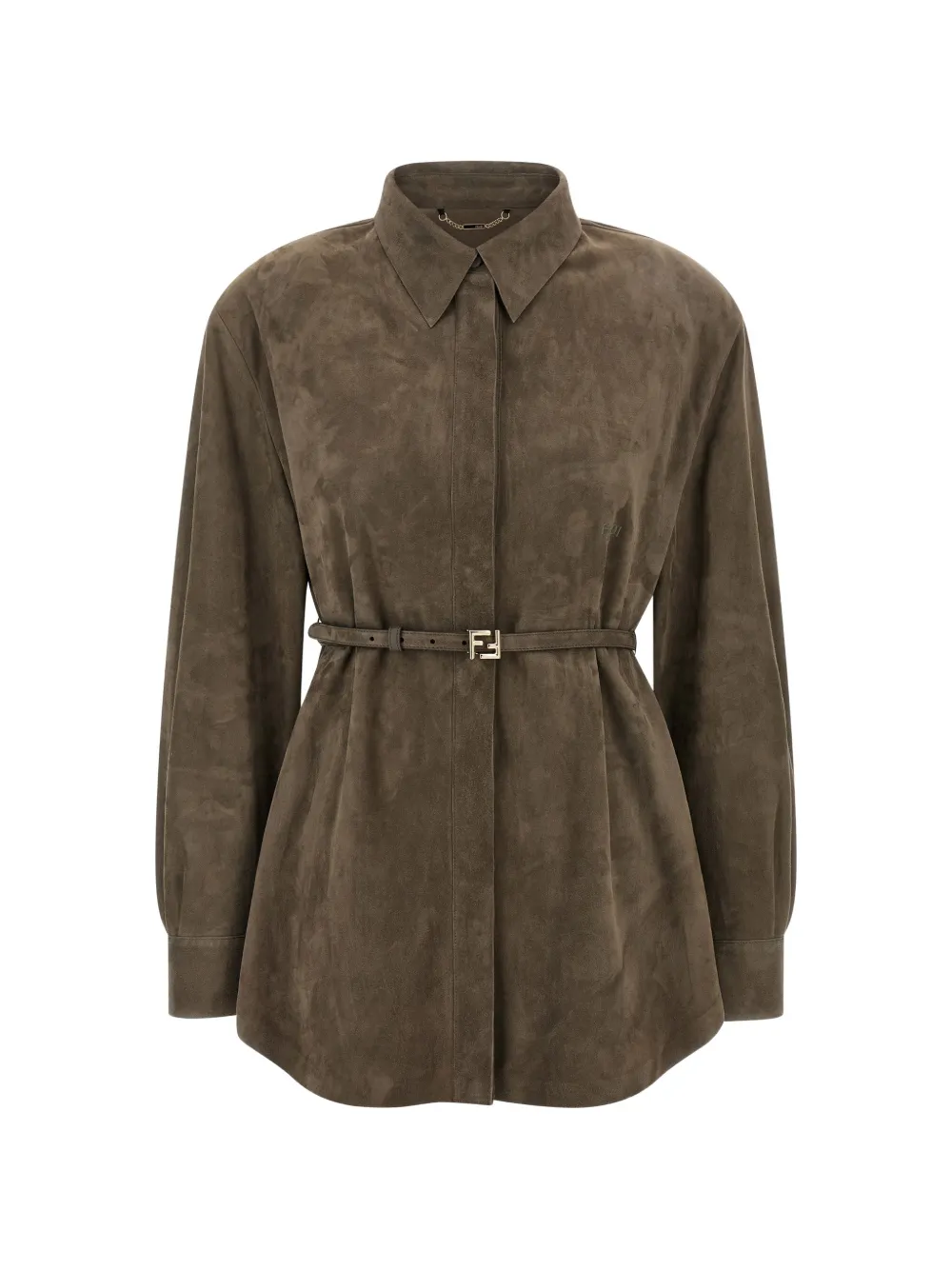 FENDI Suède blouse met ceintuur Grijs