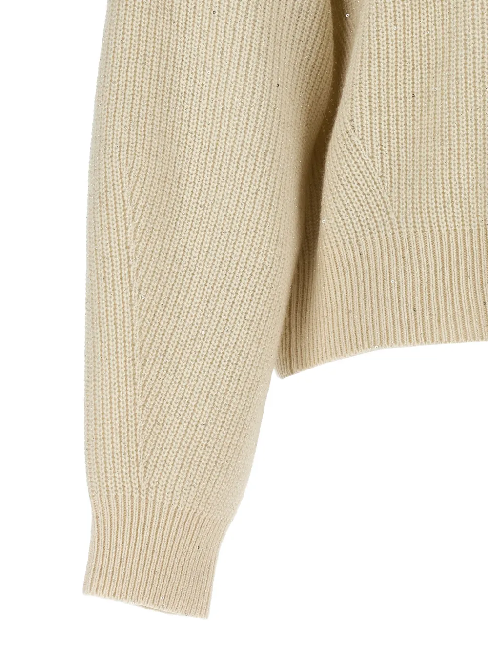 Brunello Cucinelli Ribgebreide trui verfraaid met pailletten Beige