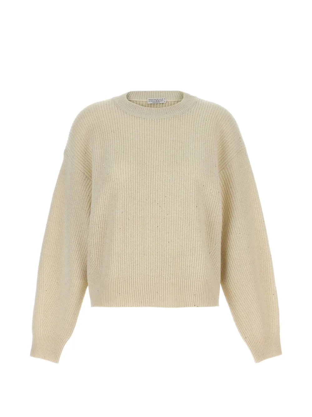 Brunello Cucinelli Ribgebreide trui verfraaid met pailletten Beige