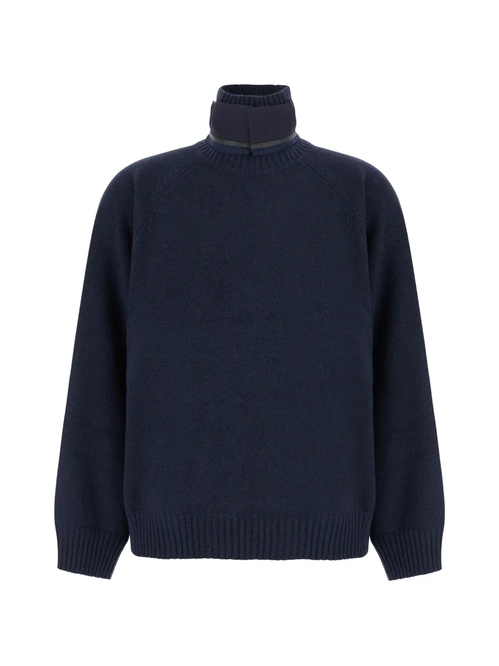 Brunello Cucinelli Monili-trim high-neck sweater Blauw