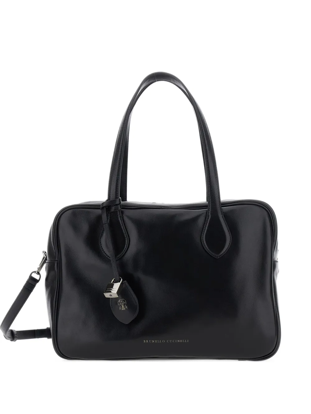 Brunello Cucinelli leather padlock-detail tote bag - Black