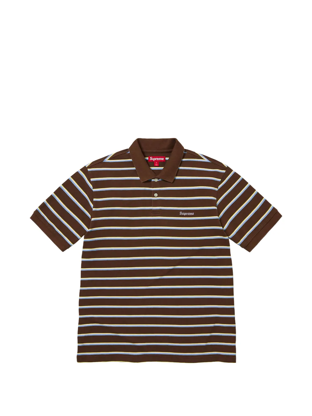 Supreme Polo a righe con logo - Marrone