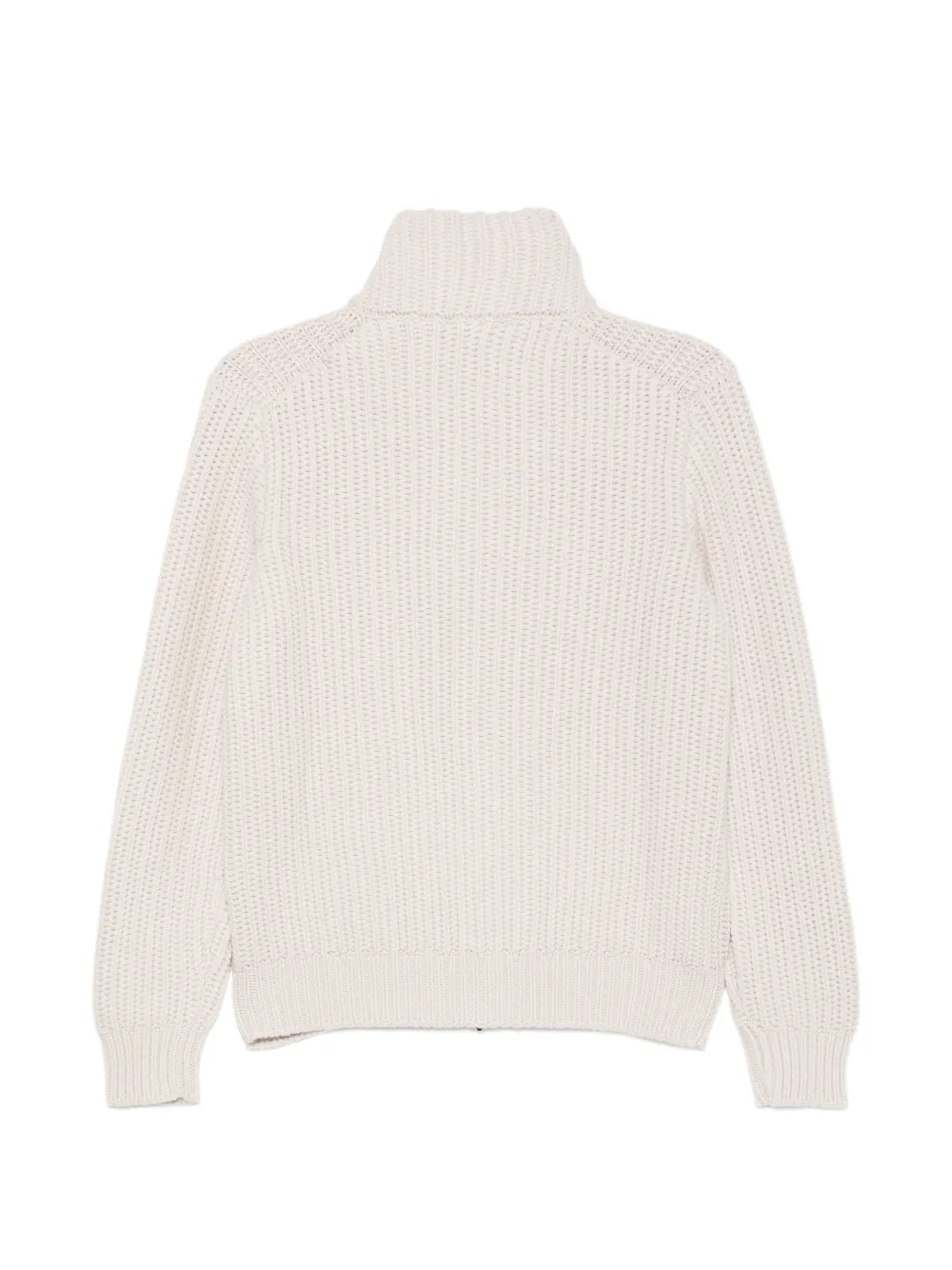 Barba ribbed-knit zip-up cardigan Beige