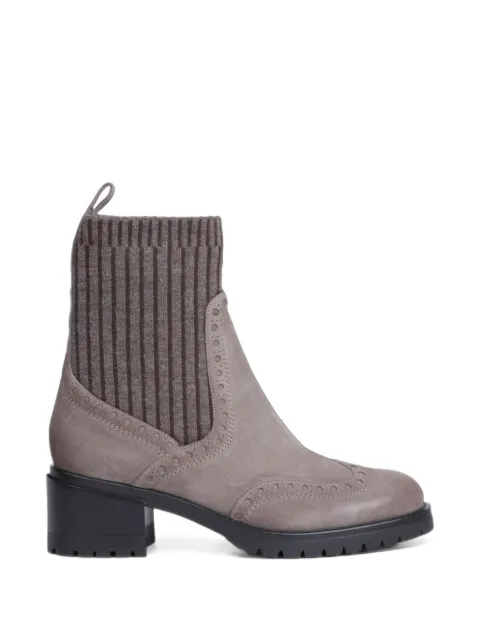 Santoni brogue-detail sock-style boots