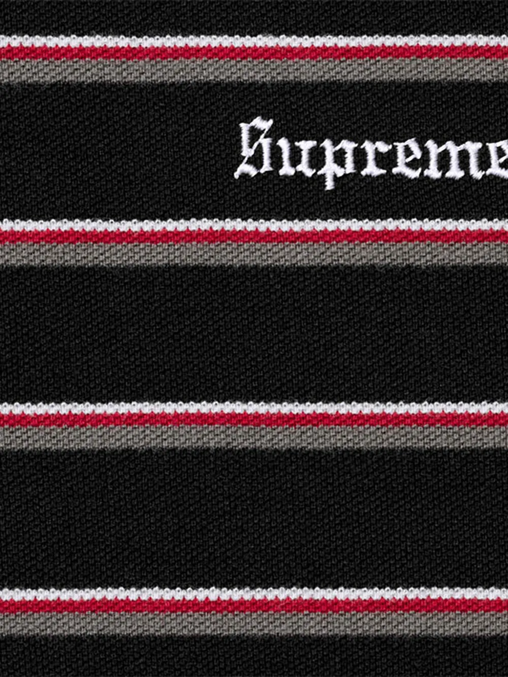 Supreme striped embroidered-logo polo shirt Zwart