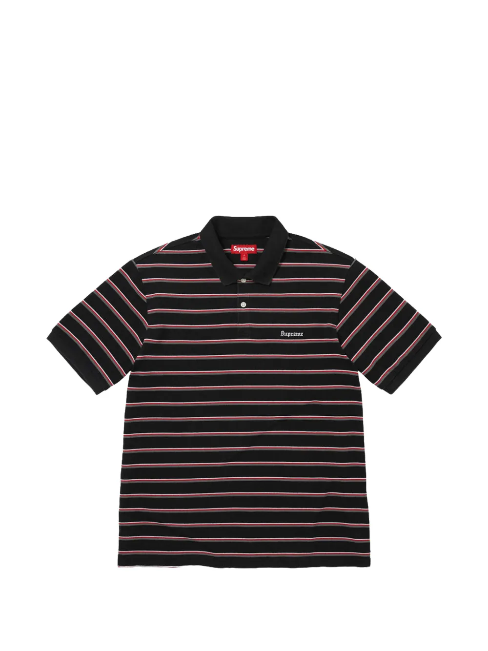 Supreme striped embroidered-logo polo shirt Zwart