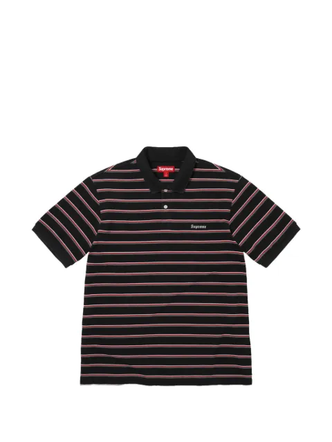Supreme striped embroidered-logo polo shirt