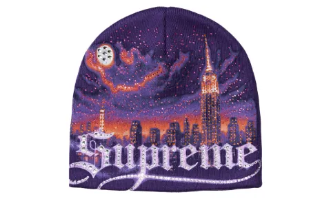 Supreme Cityscape crystal-embellished beanie hat