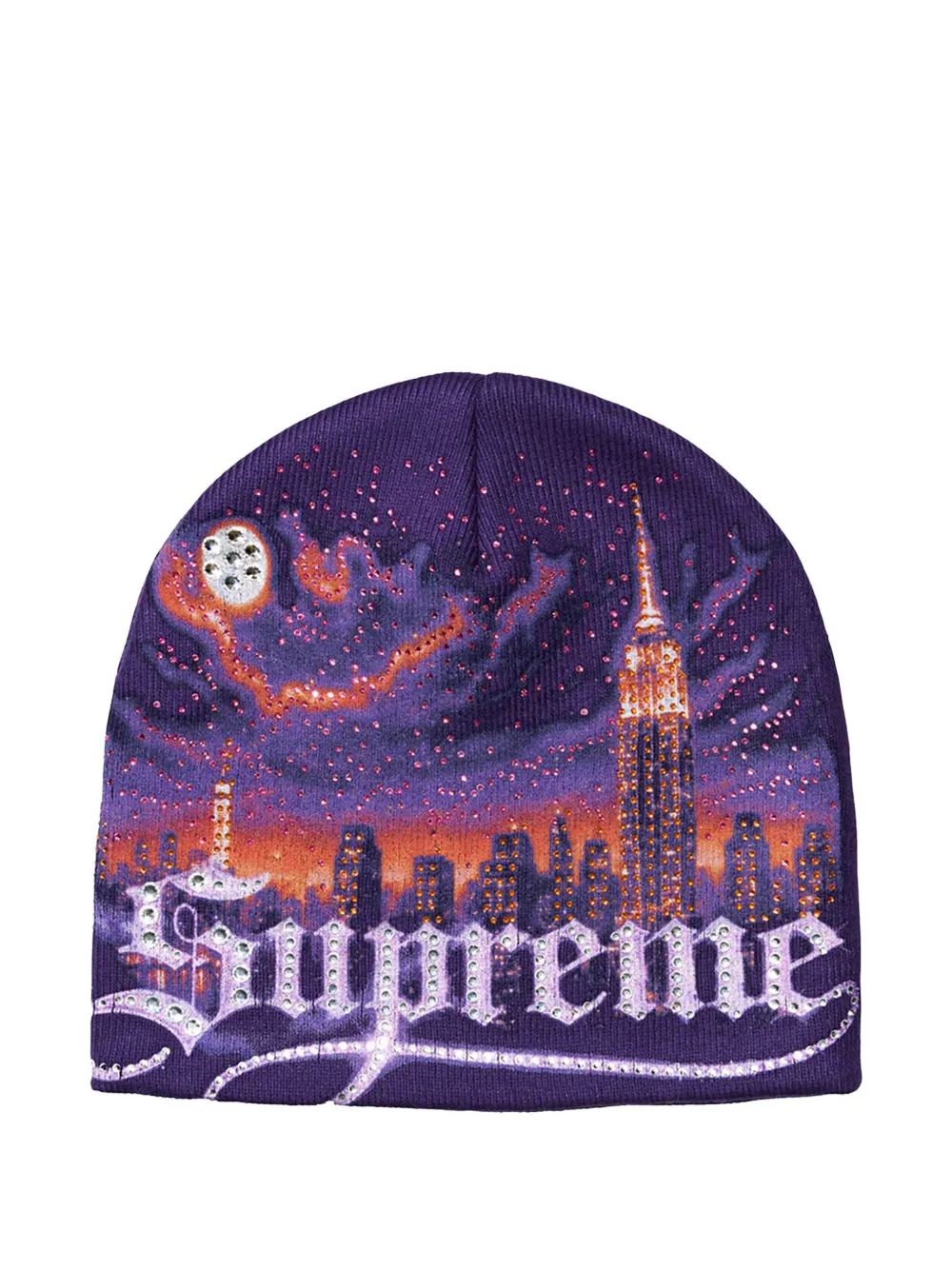 Supreme Cityscape muts verfraaid met kristallen Paars