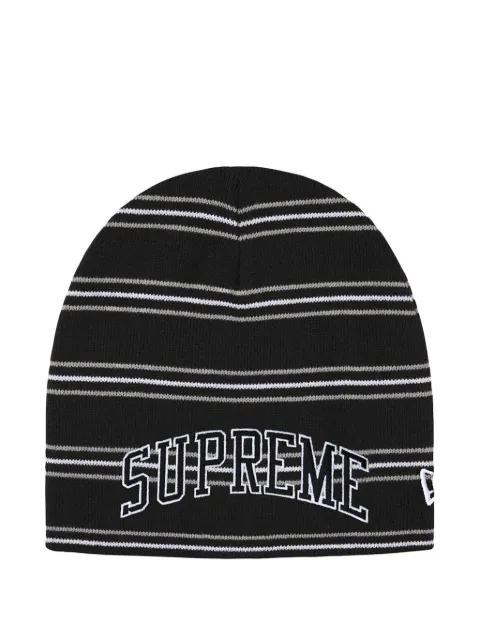 Supreme x New Era striped beanie hat