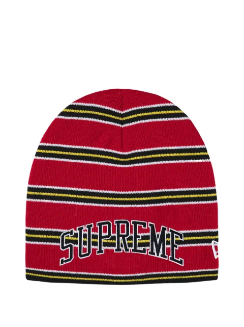 Supreme x New Era striped beanie hat