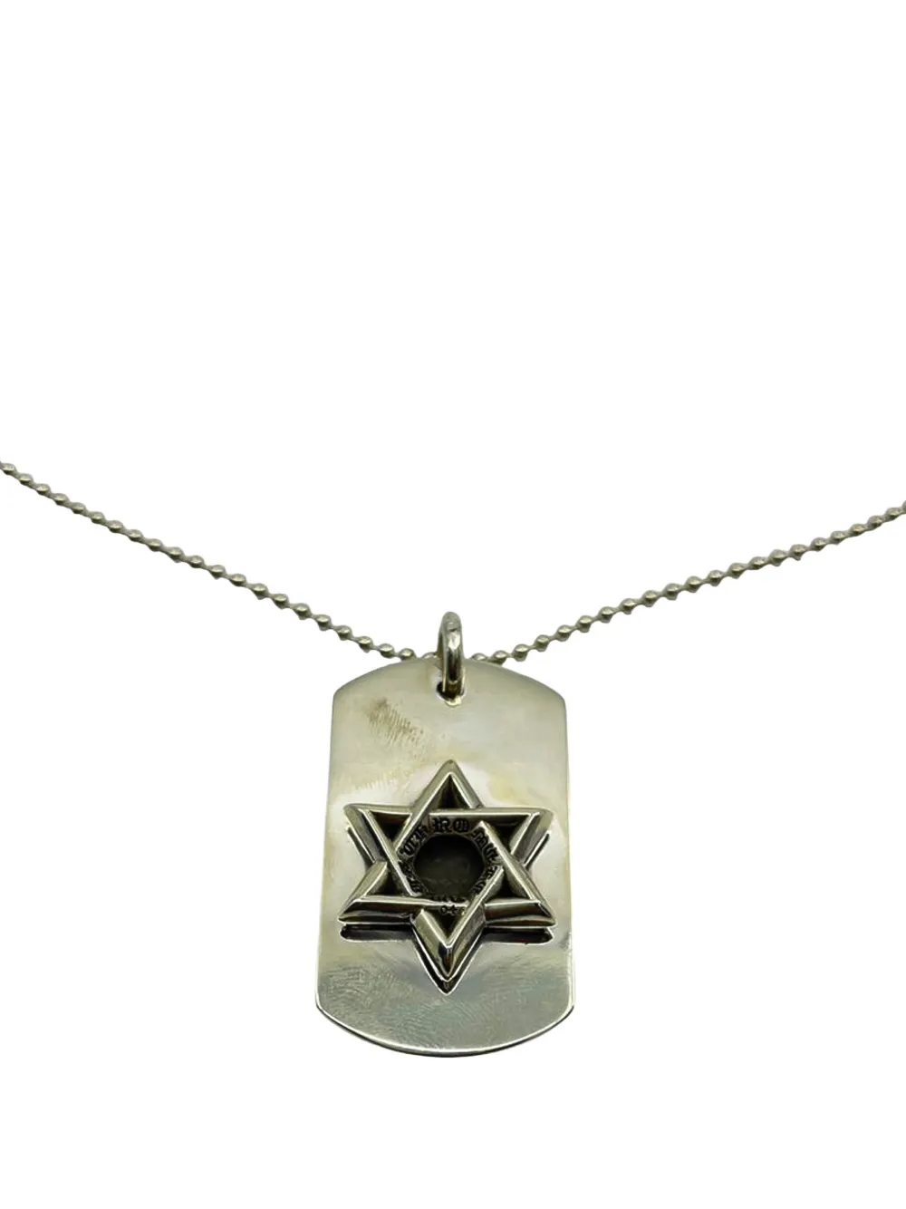 Chrome Hearts Star of David Halskette mit Hundemarke - Silber