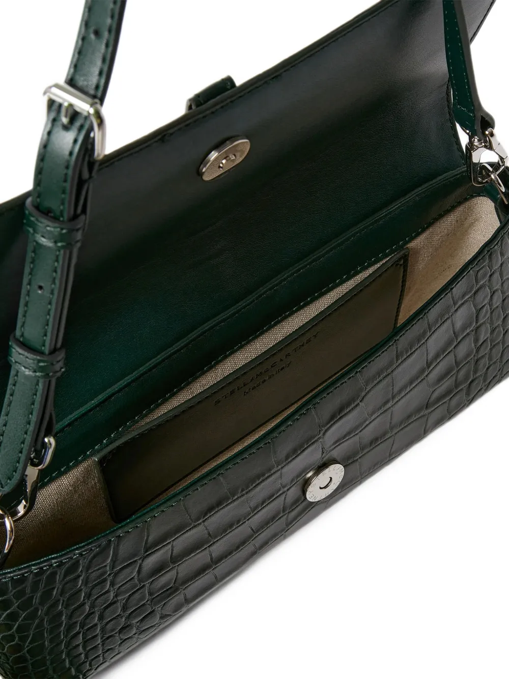 Stella McCartney Ryder croc-embossed pochette shoulder bag Groen