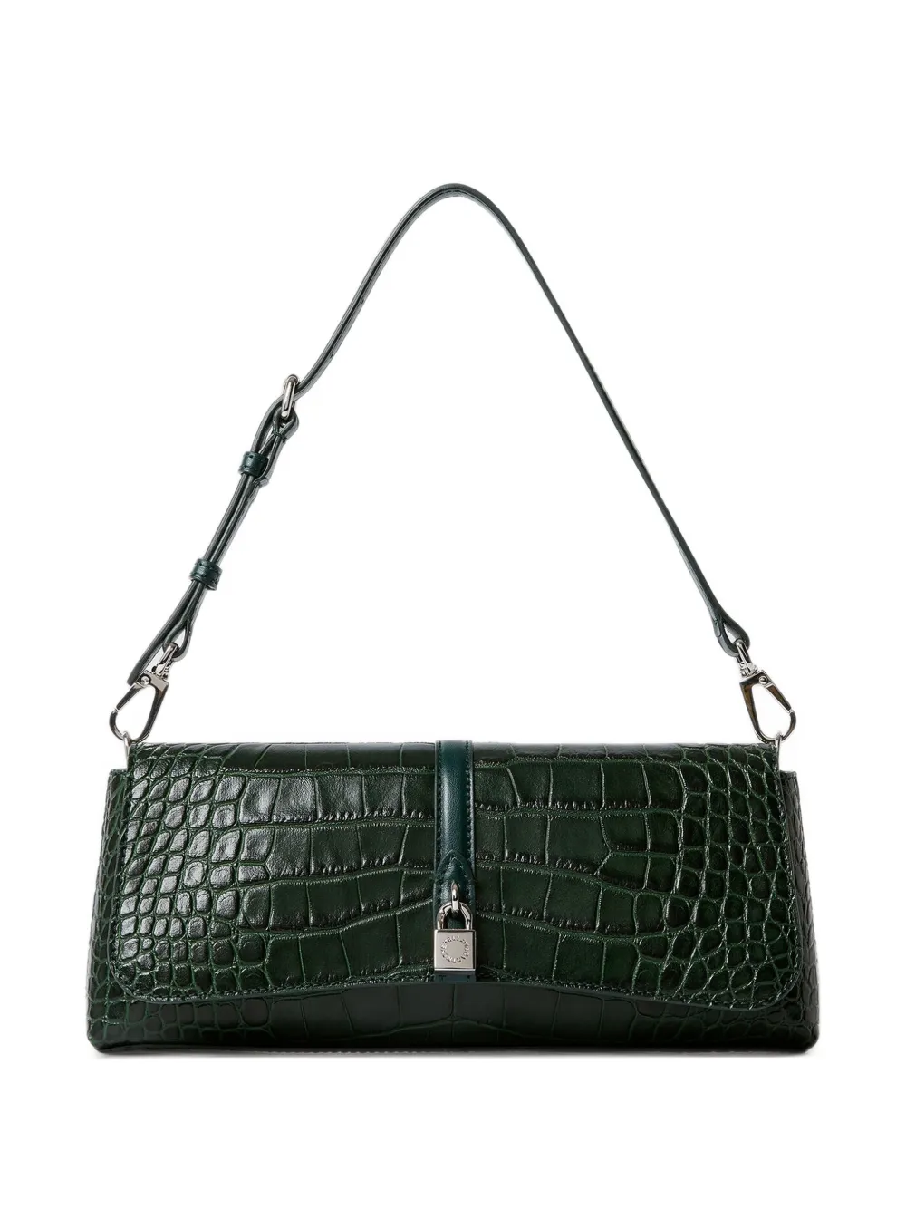 Stella McCartney Ryder croc-embossed pochette shoulder bag - Verde