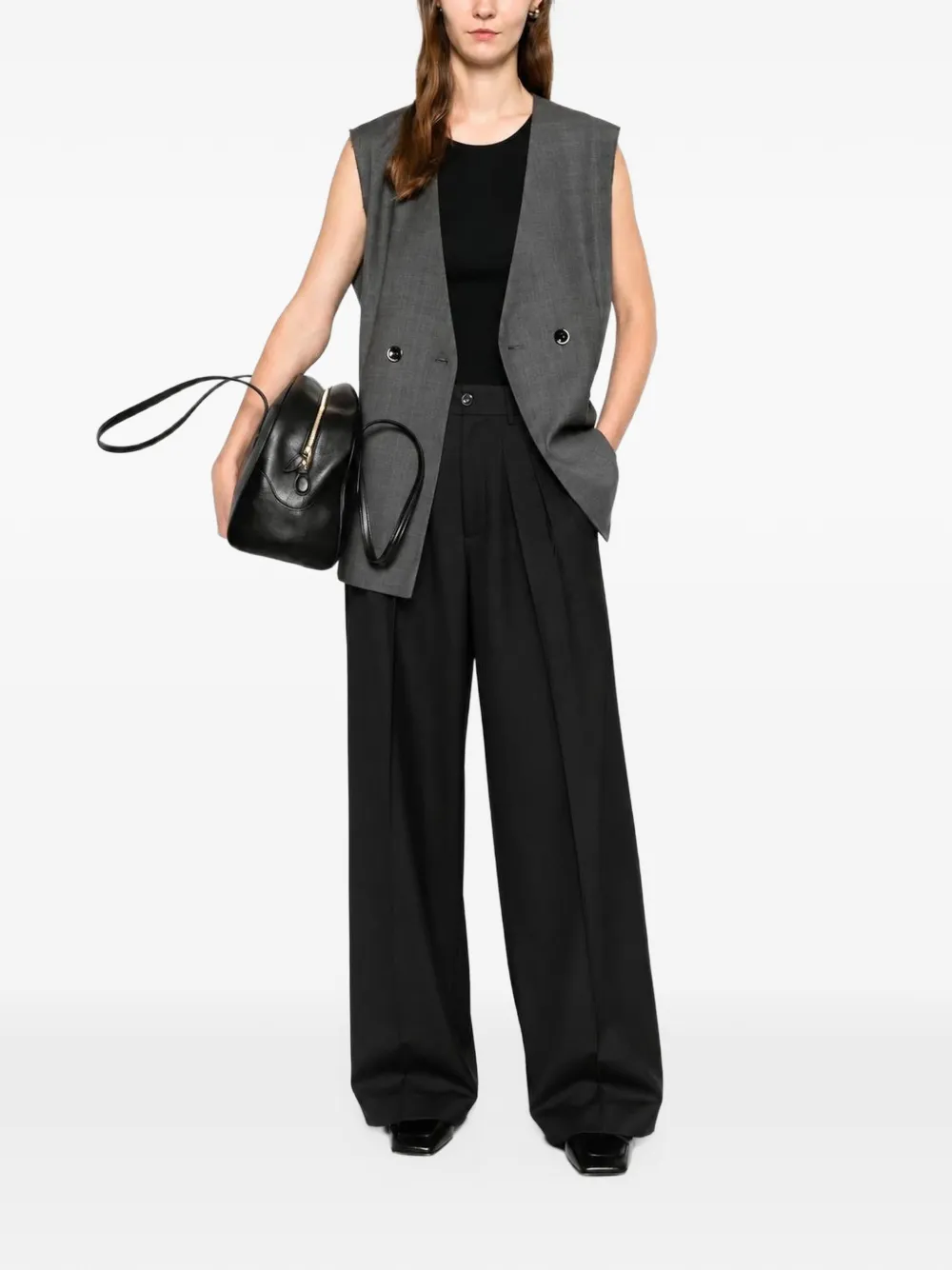 Nine In The Morning Sandra pleated palazzo pants Zwart