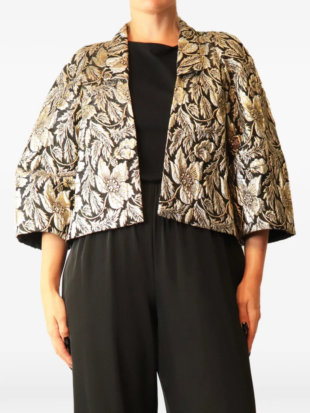 Dries Van Noten Pre-Owned floral-jacquard oversized jacket - Gelb