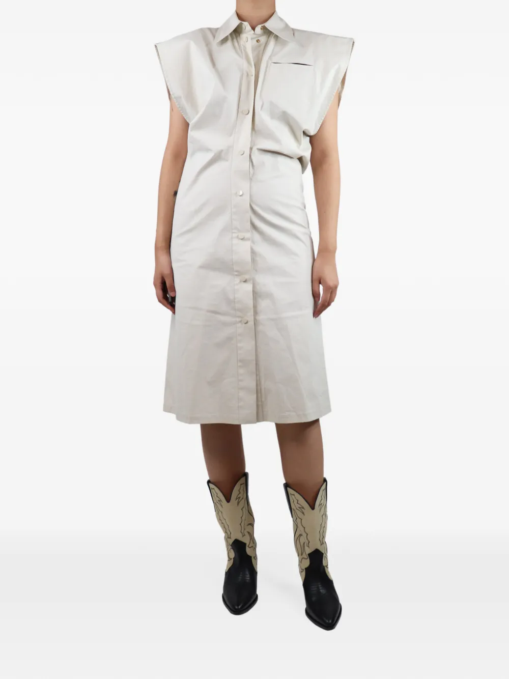 Bottega Veneta Pre-Owned 2020 sleeveless shirt midi dress - Weiß