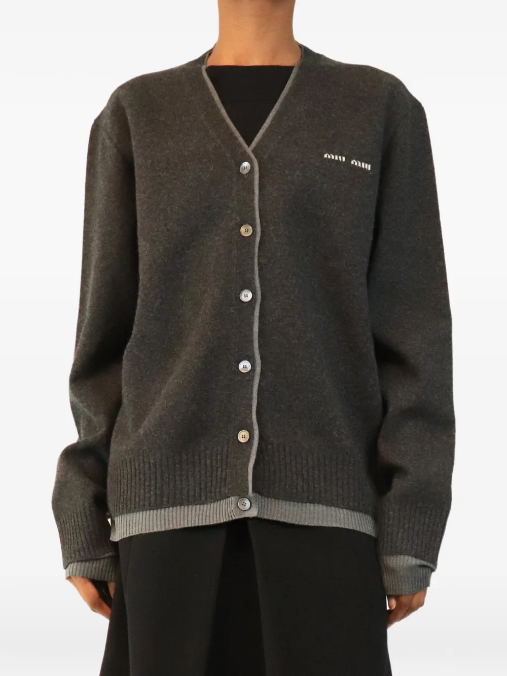 Miu Miu Pre-Owned V-neck cashmere cardigan - Grigio