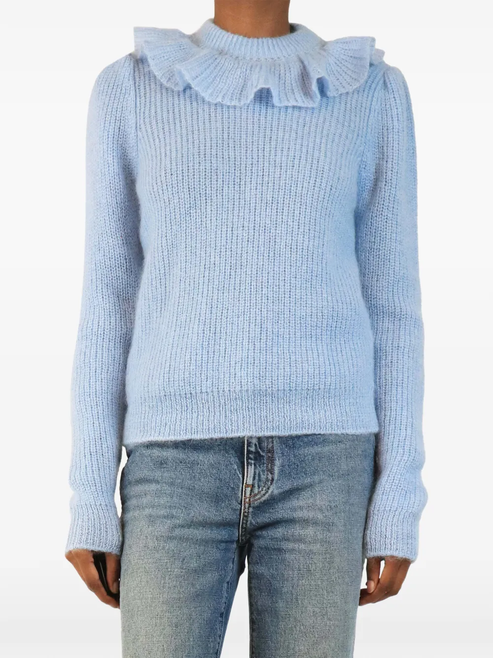 Miu Miu Pre-Owned ruffled collar sweater - Blau