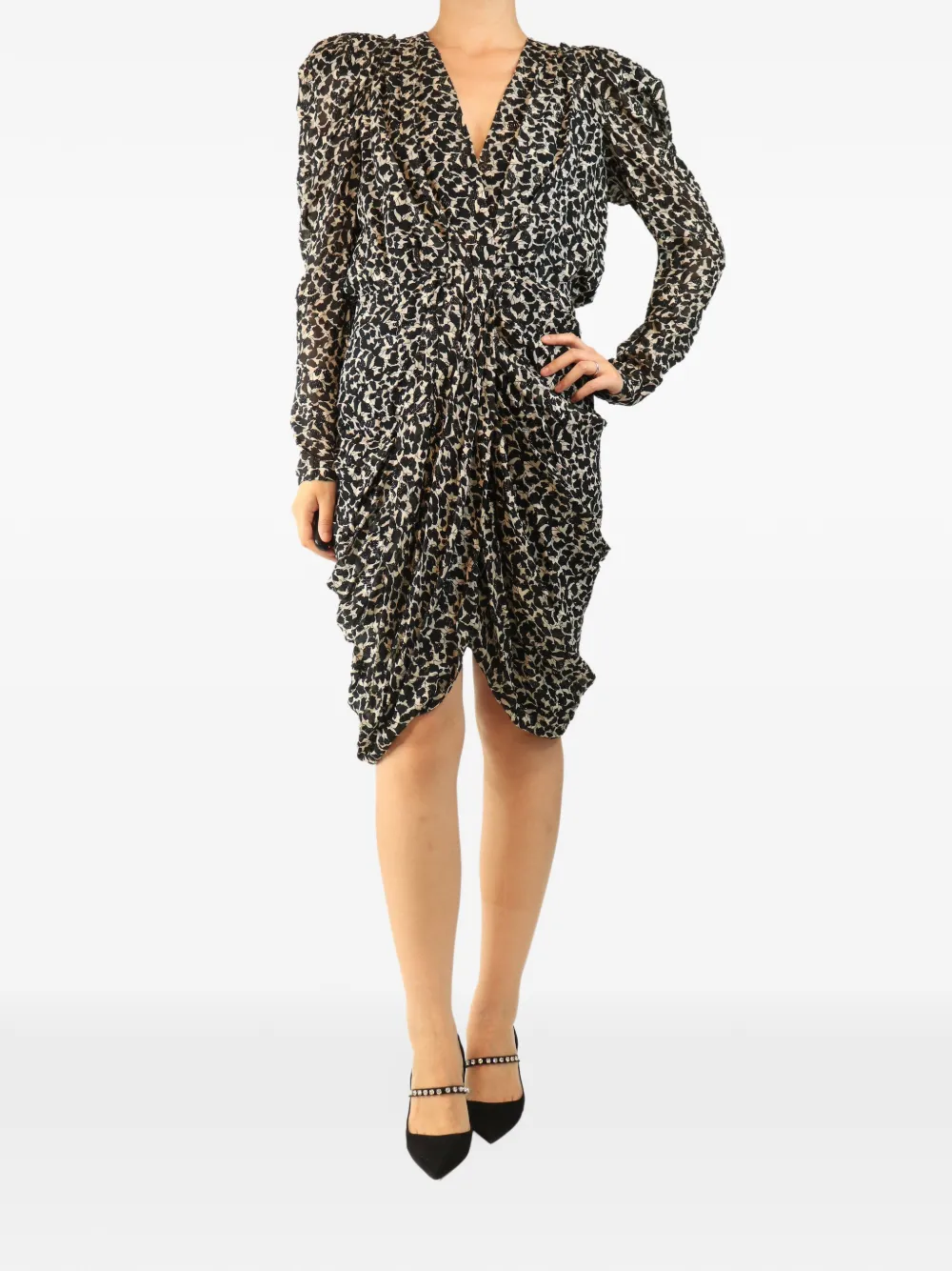 Isabel Marant Vintage V-neck ruched midi dress - Black