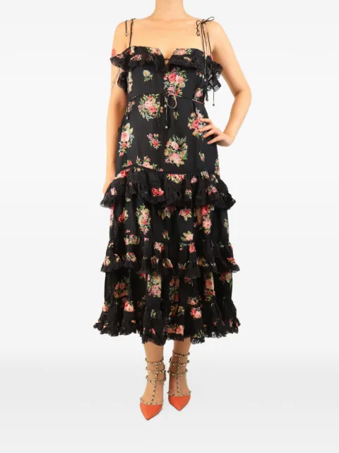 ZIMMERMANN floral-print tiered midi dress