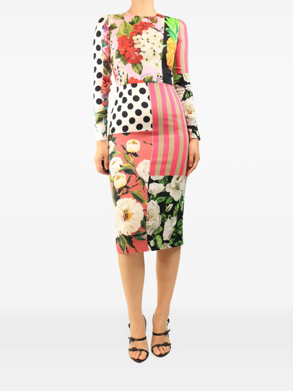 Dolce & Gabbana Pre-Owned floral patchwork midi dress - Pink