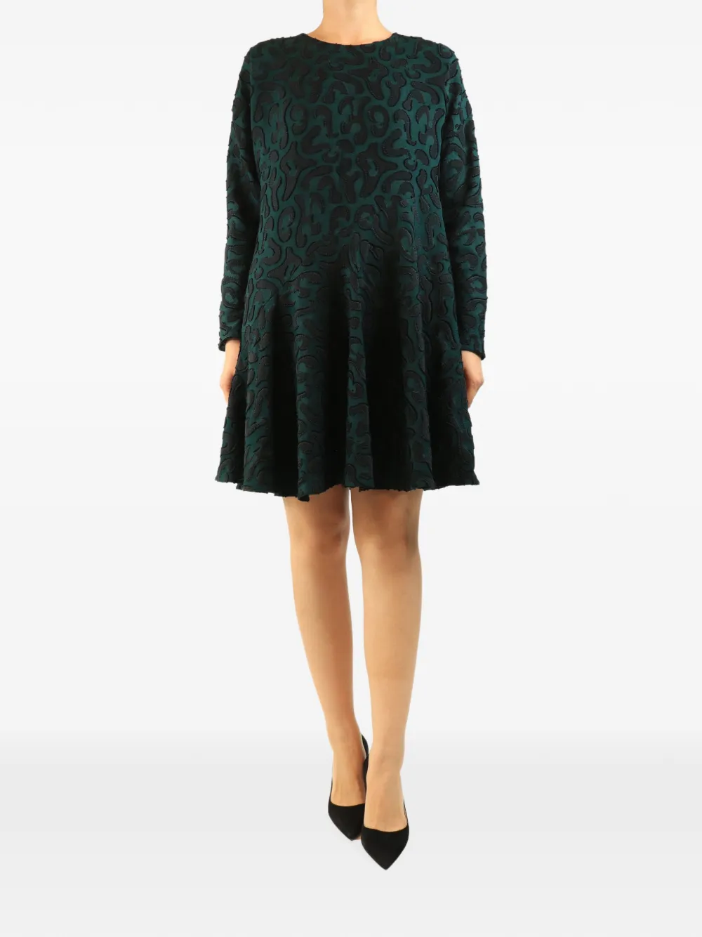 Marni Pre-Owned leopard-print long-sleeved mini dress - Verde