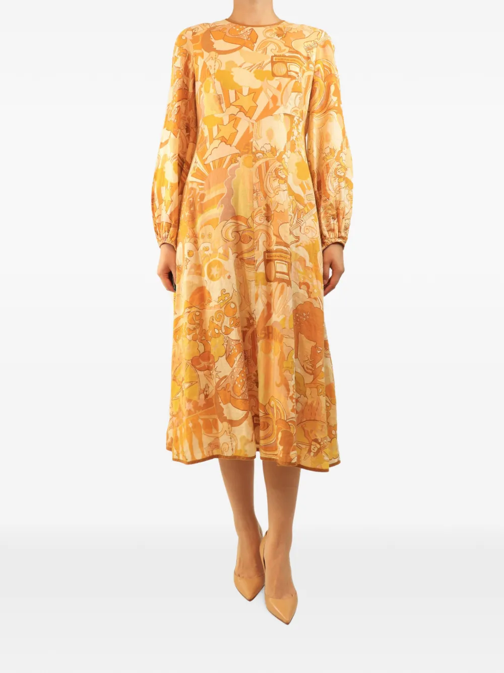 ZIMMERMANN star-print linen dress - Orange
