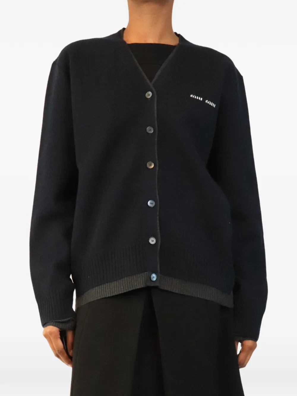 Miu Miu Pre-Owned V-neck cashmere cardigan - Blu