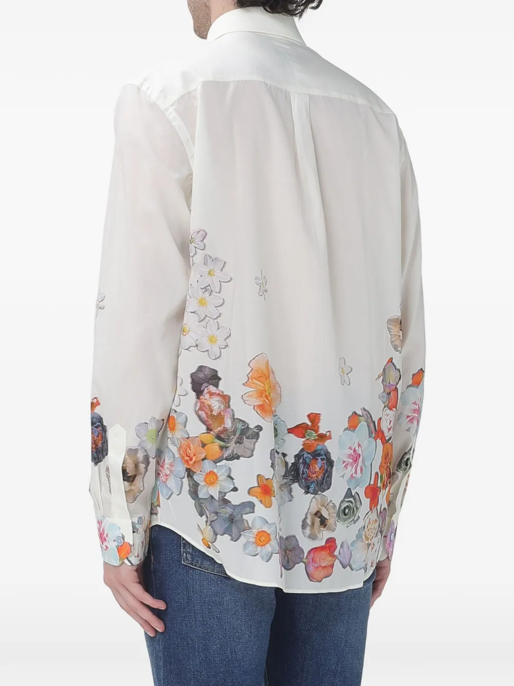 Paul Smith Regular-Fit white 'Climbing Floral' print shirt Wit