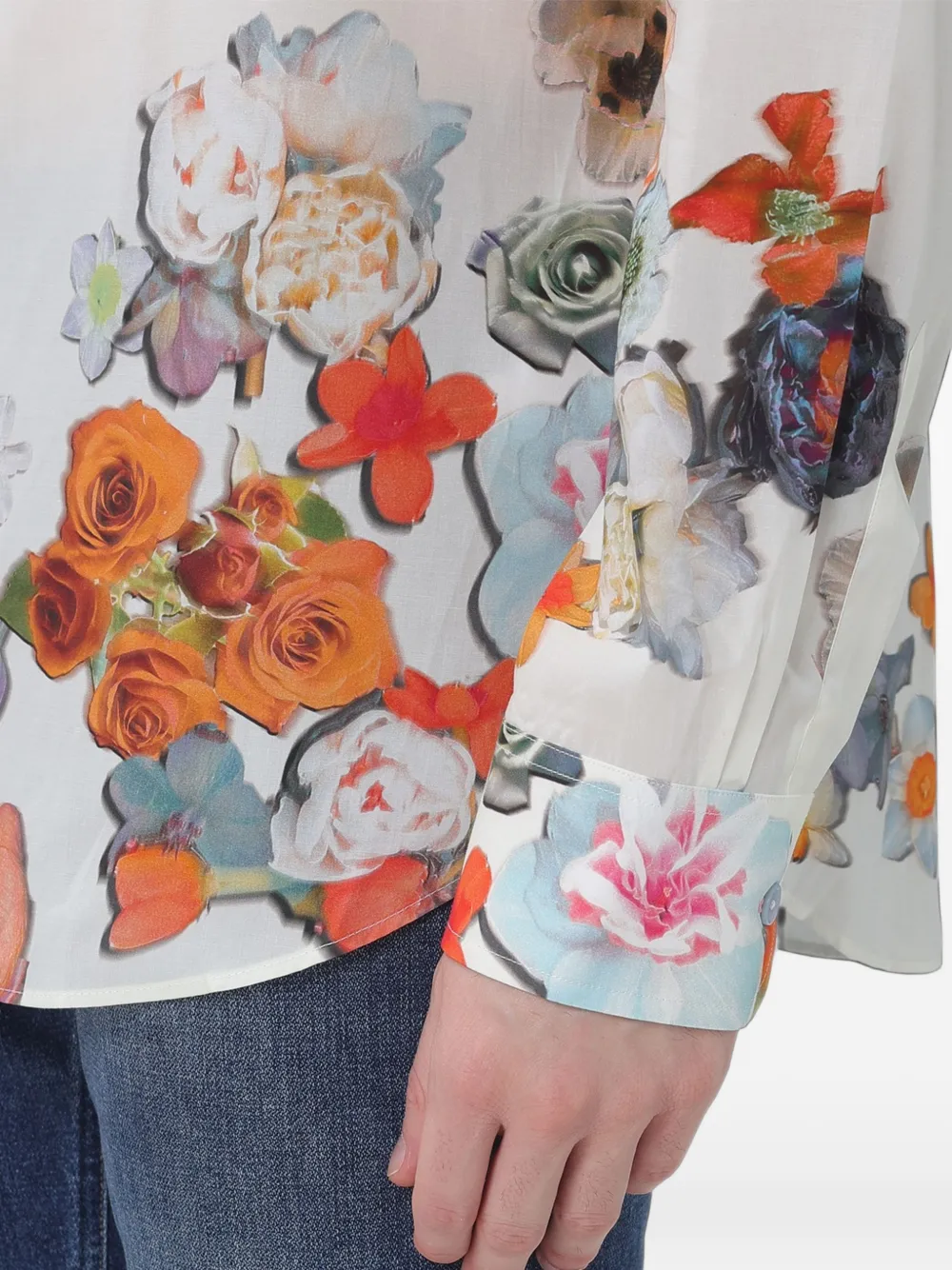 Paul Smith Regular-Fit white 'Climbing Floral' print shirt Wit